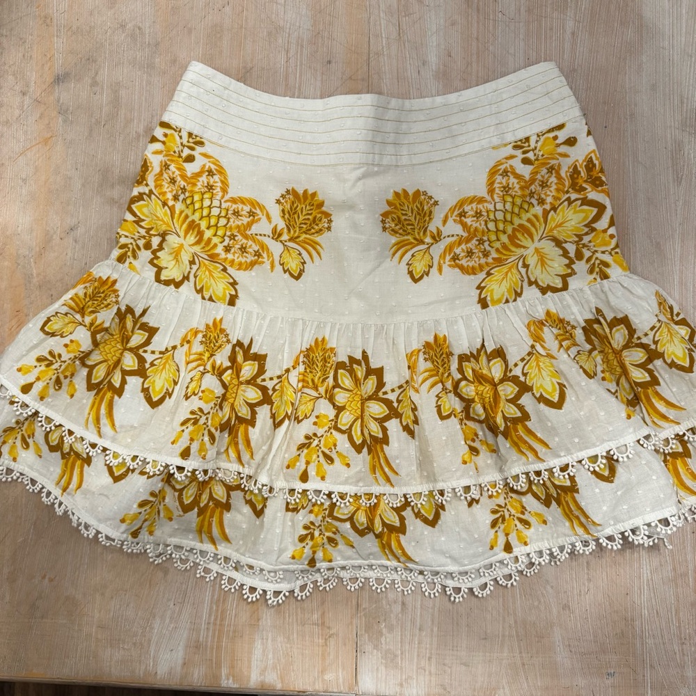 Farm Rio Aura Floral Ruffled Cotton Miniskirt - Picture 4 of 5